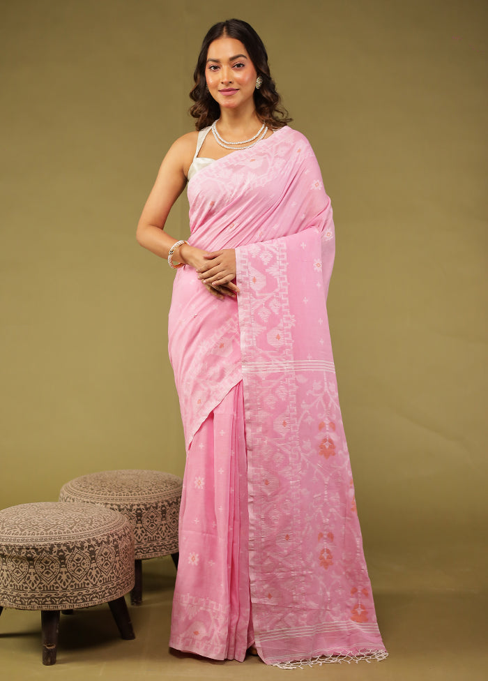 Pink Matka Silk Saree With Blouse Piece