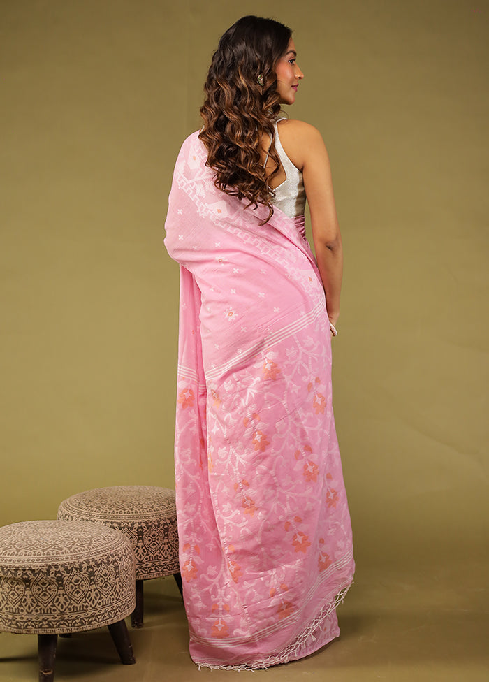 Pink Matka Silk Saree With Blouse Piece