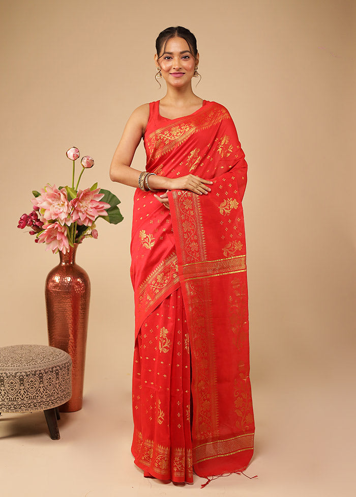 Pink Matka Silk Saree With Blouse Piece
