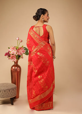 Pink Matka Silk Saree With Blouse Piece