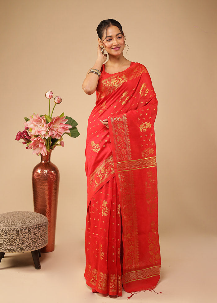 Pink Matka Silk Saree With Blouse Piece
