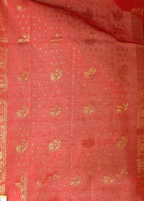Pink Matka Silk Saree With Blouse Piece