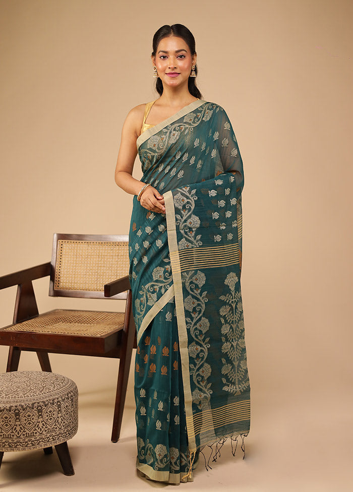 Green Matka Silk Saree With Blouse Piece