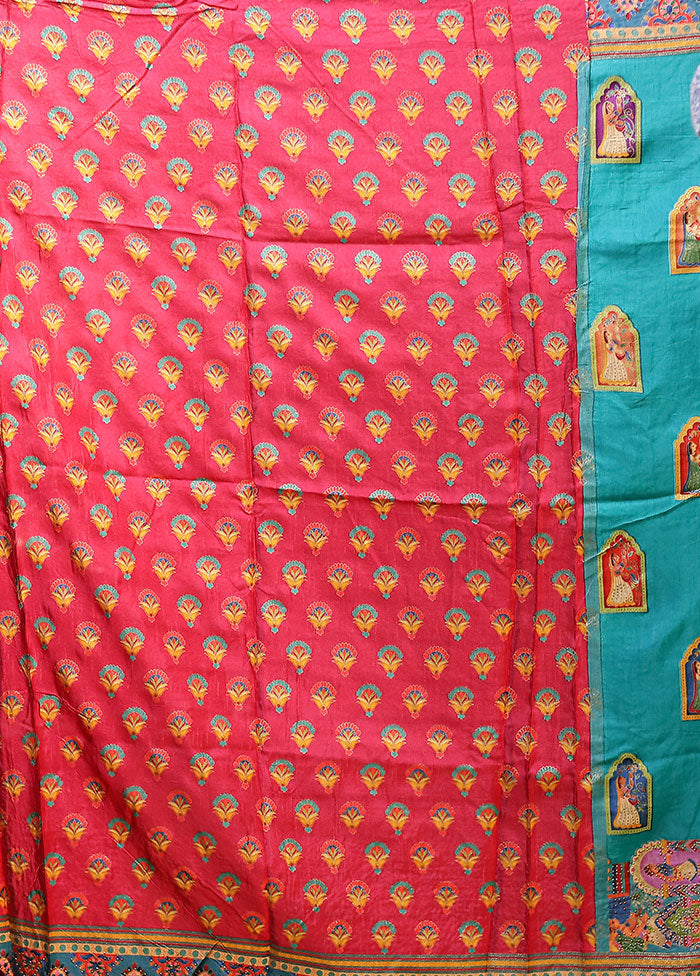 Green Dupion Silk Saree With Blouse Piece