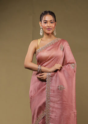 Pink Georgette Saree With Blouse Piece