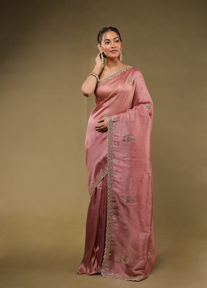 Pink Georgette Saree With Blouse Piece