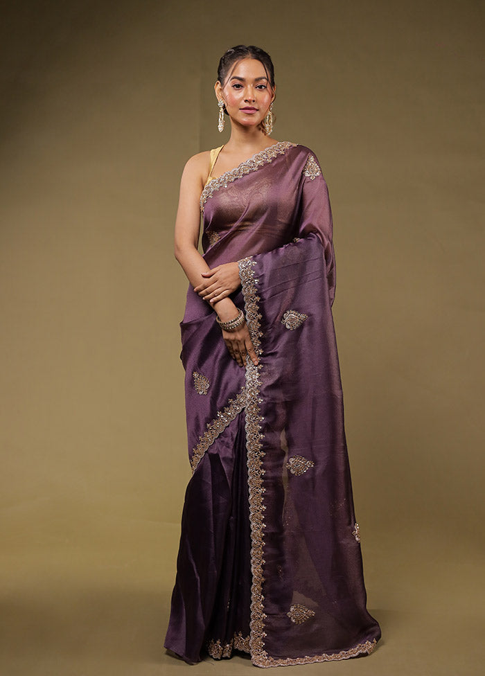 Purple Georgette Saree With Blouse Piece