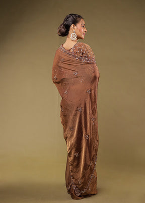 Purple Georgette Saree With Blouse Piece
