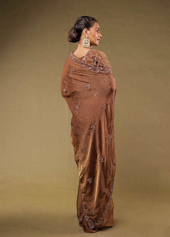 Purple Georgette Saree With Blouse Piece