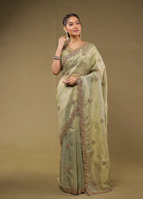 Green Georgette Saree With Blouse Piece