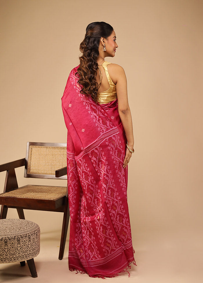 Purple Handloom Tussar Pure Silk Saree With Blouse Piece