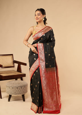 Black Katan Silk Saree With Blouse Piece