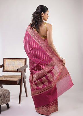 Purple Kora Silk Saree With Blouse Piece