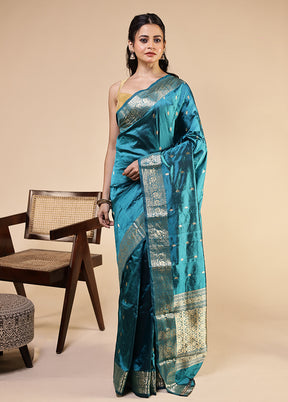 Green Handloom Katan Pure Silk Saree With Blouse Piece