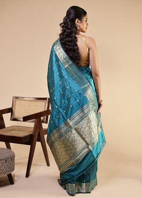 Green Handloom Katan Pure Silk Saree With Blouse Piece