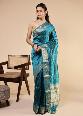 Green Handloom Katan Pure Silk Saree With Blouse Piece