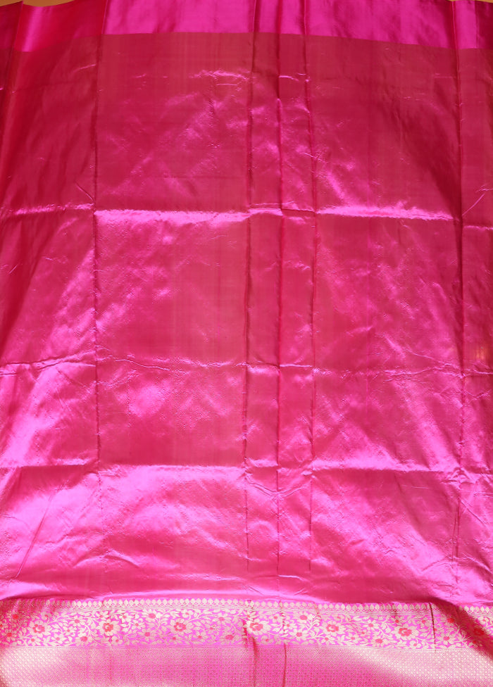 Yellow Handloom Katan Pure Silk Saree With Blouse Piece