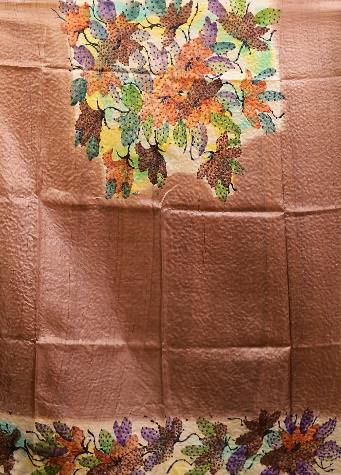 Multicolor Handloom Tussar Pure Silk Saree With Blouse Piece