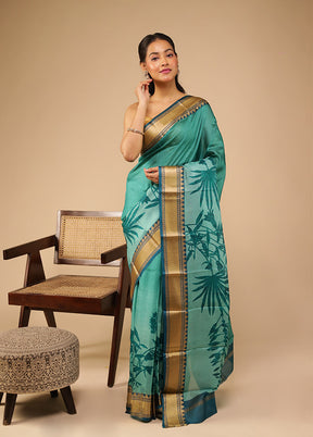 Green Printed Pure Silk Saree Without Blouse Piece
