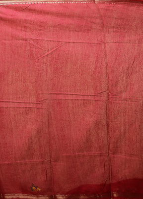 Pink Tussar Silk Saree With Blouse Piece