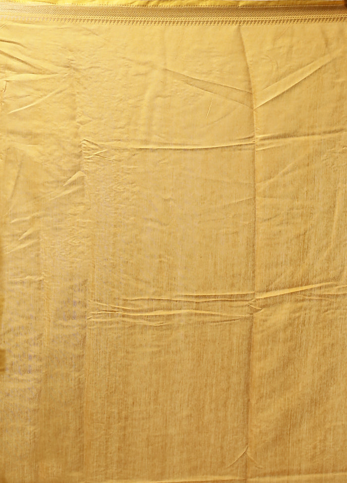 Yellow Tussar Silk Saree With Blouse Piece