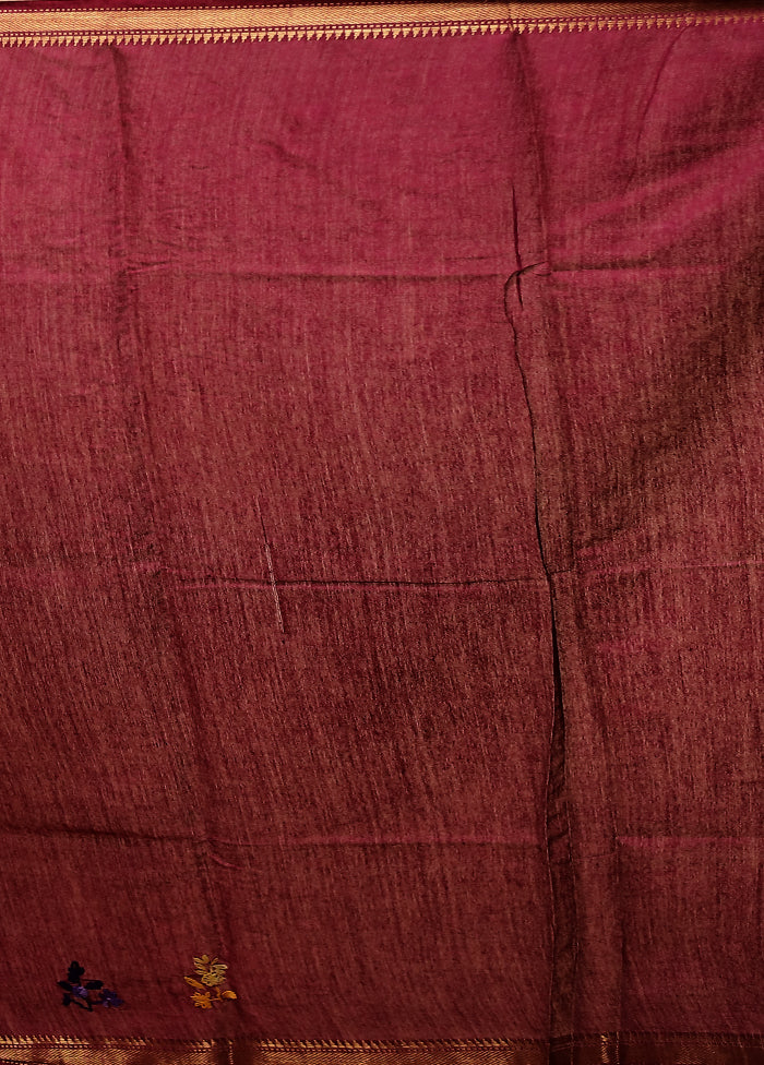 Purple Tussar Silk Saree With Blouse Piece
