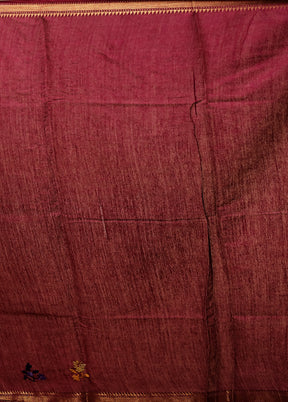 Purple Tussar Silk Saree With Blouse Piece
