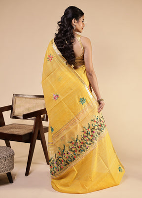 Cream Tussar Silk Saree With Blouse Piece