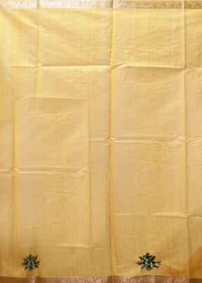 Cream Tussar Silk Saree With Blouse Piece