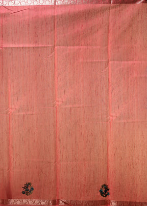 Red Tussar Silk Saree With Blouse Piece