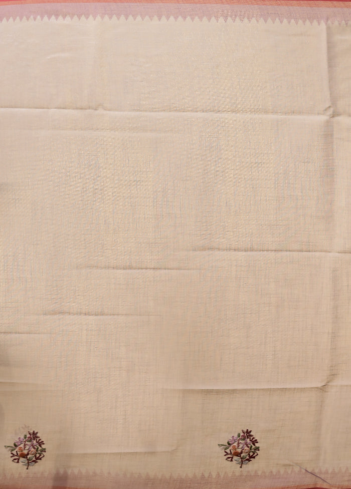 Grey Linen Silk Saree With Blouse Piece