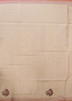 Grey Linen Silk Saree With Blouse Piece