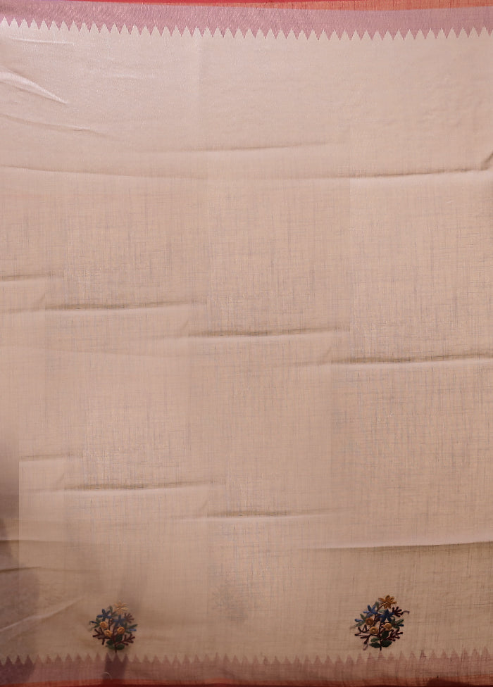 Grey Linen Silk Saree With Blouse Piece