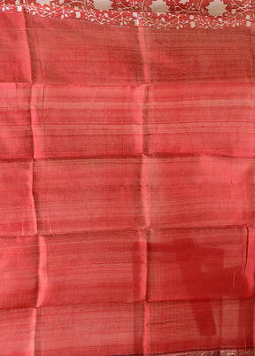 White Printed Pure Silk Saree Without Blouse Piece