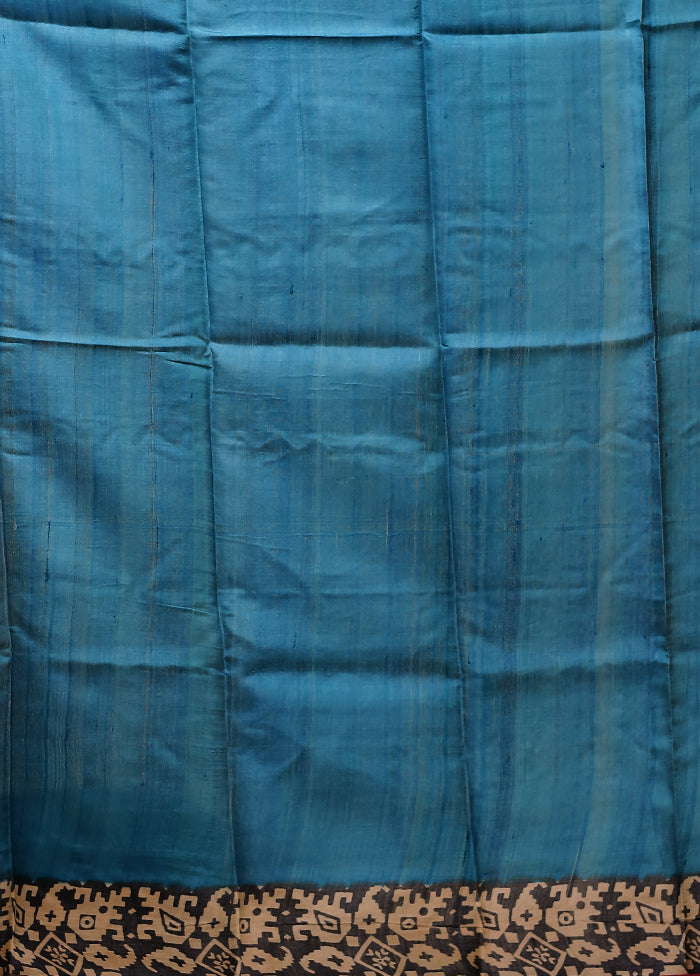 Cream Handloom Tussar Pure Silk Saree With Blouse Piece