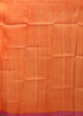 Cream Handloom Tussar Pure Silk Saree With Blouse Piece
