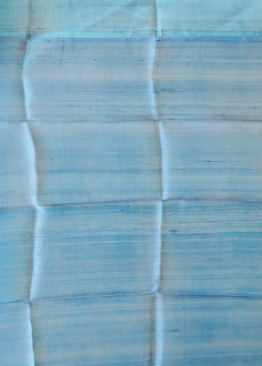 Blue Printed Pure Silk Saree Without Blouse Piece