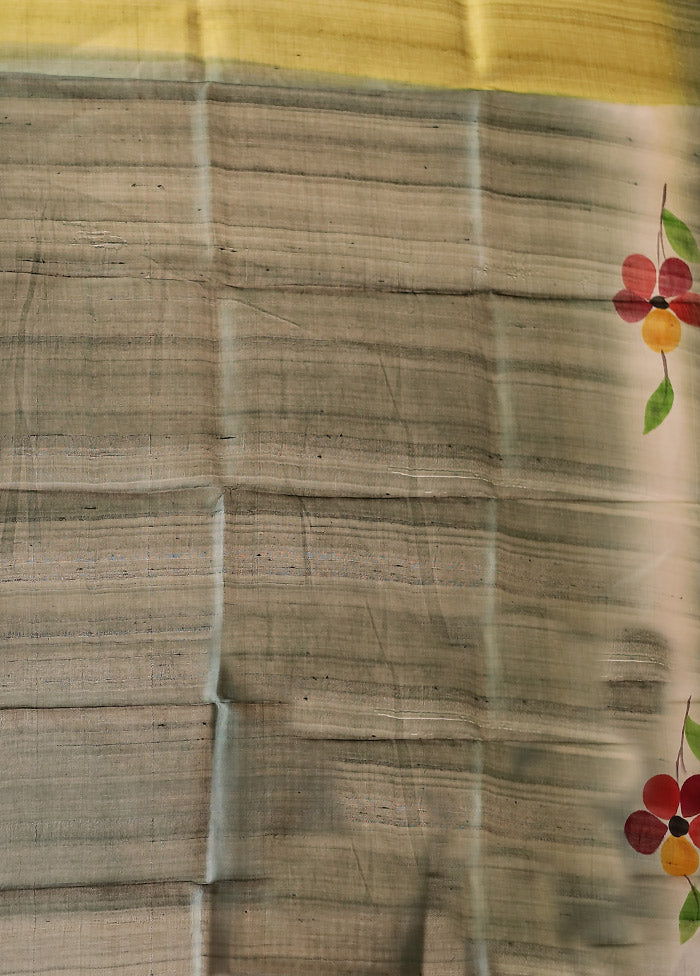 Green Printed Pure Silk Saree Without Blouse Piece