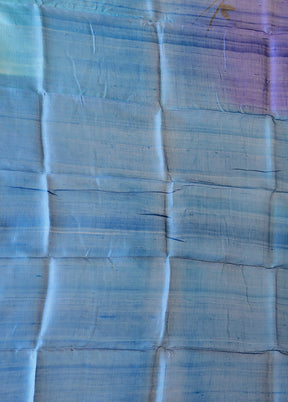 Blue Printed Pure Silk Saree Without Blouse Piece