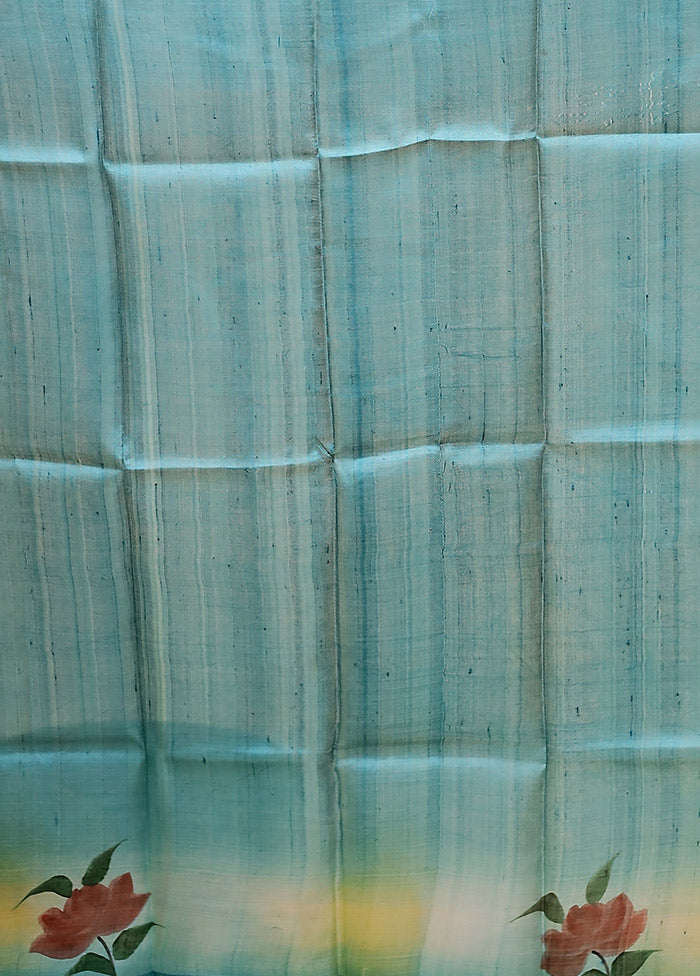 Cream Printed Pure Silk Saree Without Blouse Piece