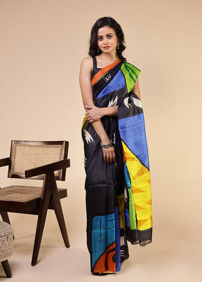 Green Printed Pure Silk Saree Without Blouse Piece