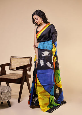 Green Printed Pure Silk Saree Without Blouse Piece