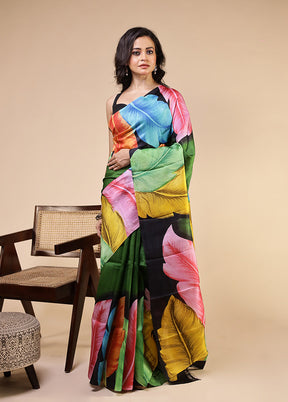 Multicolor Printed Pure Silk Saree Without Blouse Piece