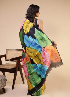 Multicolor Printed Pure Silk Saree Without Blouse Piece