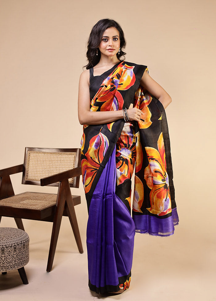 Pink Printed Pure Silk Saree Without Blouse Piece