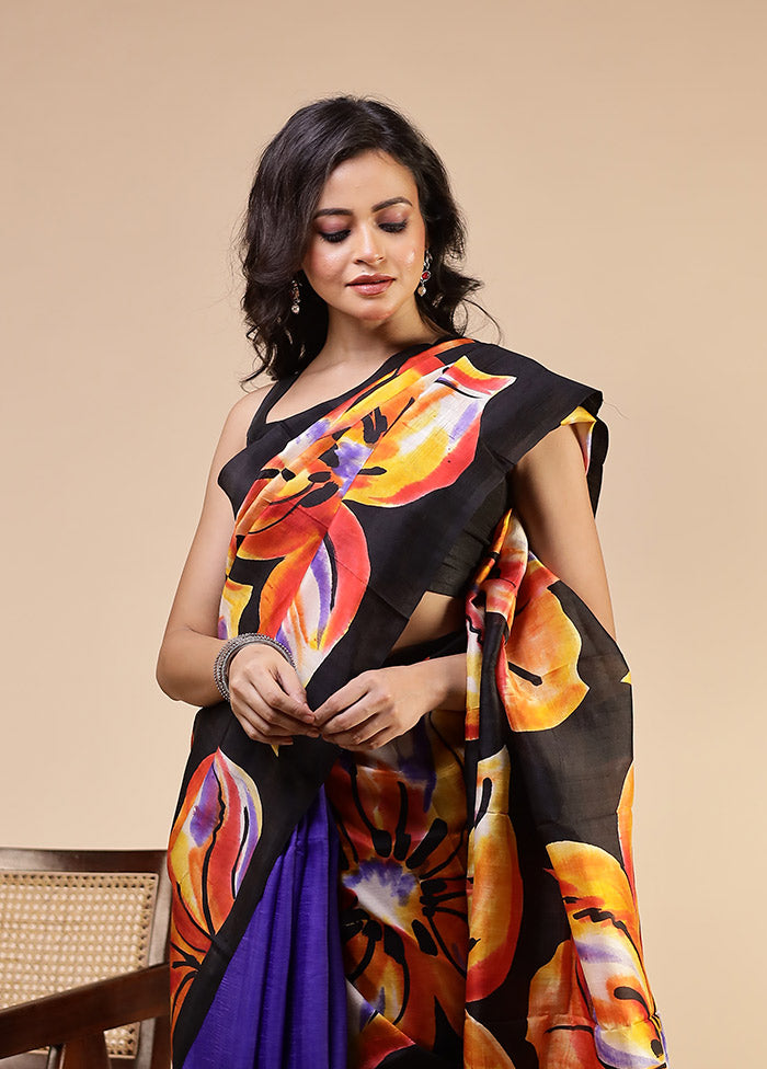 Pink Printed Pure Silk Saree Without Blouse Piece