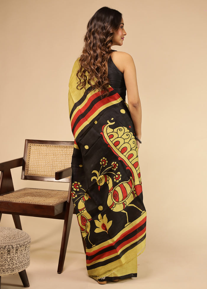 Green Printed Pure Silk Saree Without Blouse Piece