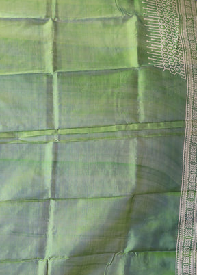 Green Printed Pure Silk Saree Without Blouse Piece
