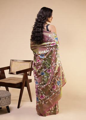 Green Printed Pure Silk Saree Without Blouse Piece
