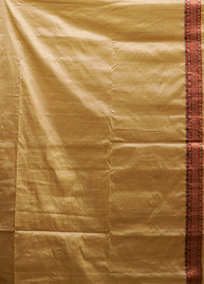 Cream Assam Silk Saree With Blouse Piece